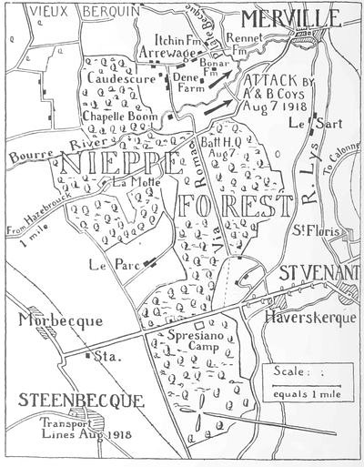 Attack by A & B Coys Aug 7 1918.