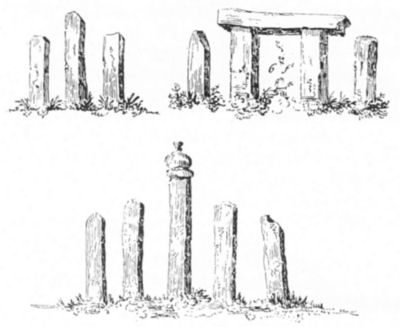 Stone monuments erected as memorials in a Kasya village (reprinted from
"Asiatic Researches").