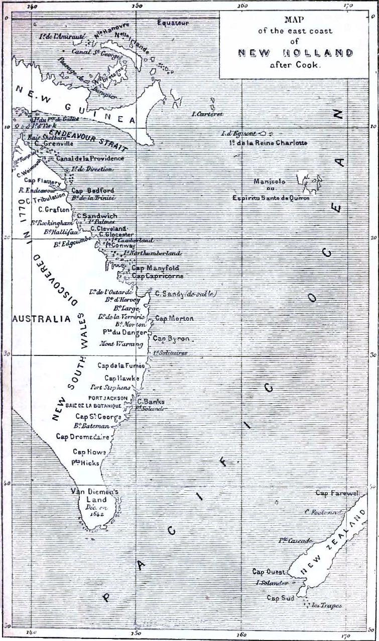 Map of the east coast of New Holland