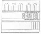 Fig. 8. Part of the internal wall of the Record-House of Vespasian. Reduced from a sketch taken in the 16th century by Pirro Ligorio.