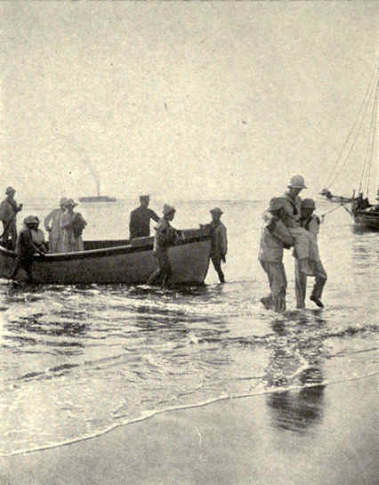 people landing from boats