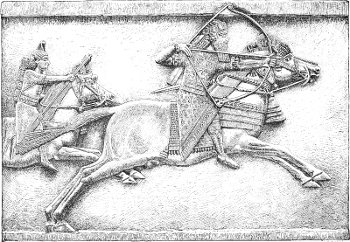 Fig. 5.—Assurbanipal at the chase. Kouyundjik. British
Museum. Drawn by Saint-Elme Gautier.