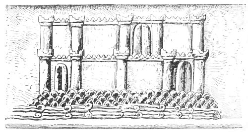 Fig. 51.—Fortress; from the Balawat gates, in the British
Museum.