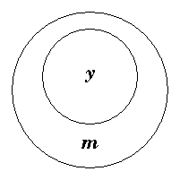 Diagram representing all y are m