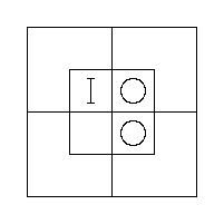 Diagram representing x m exists and y prime m does not exist