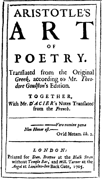 The Preface to Aristotle's Art of Poetry