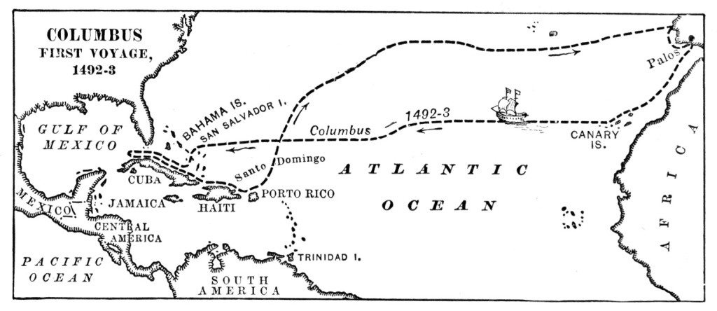 The First Voyage of Columbus, and places of interest in connection with his Later
Voyages.