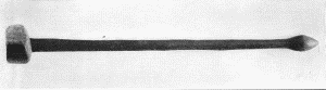 a. "Pemmican maul, Oto Agency, Nebrasca, J. W. Griest." Formed of one piece of wood.
Extreme length, 39 inches. (U.S.N.M. 22437)