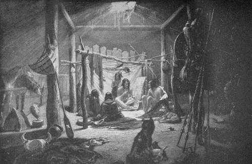 "THE INTERIOR OF THE HUT OF A MANDAN CHIEF"

Karl Bodmer, 1833