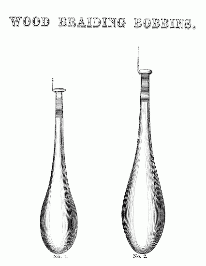 WOOD BRAIDING BOBBINS. No. 1.      No. 2.