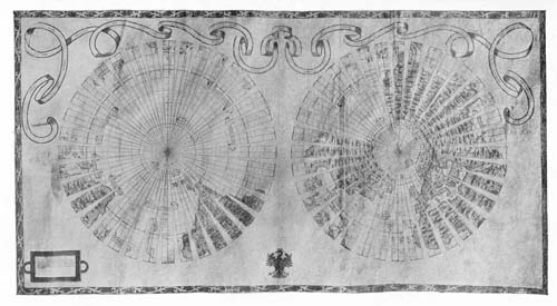 Gore Map of
Alonso de Santa Cruz, 1542.