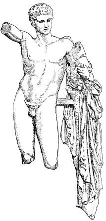 Fig. 227.—Hermes with the Infant Dionysos. (From the
Heraion at Olympia.)