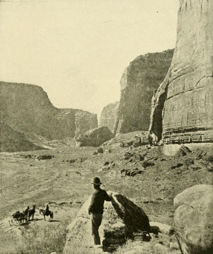 Looking down the
Canyon de Chelly, a Tributary of the San Juan and Containing many Cliff
Houses.