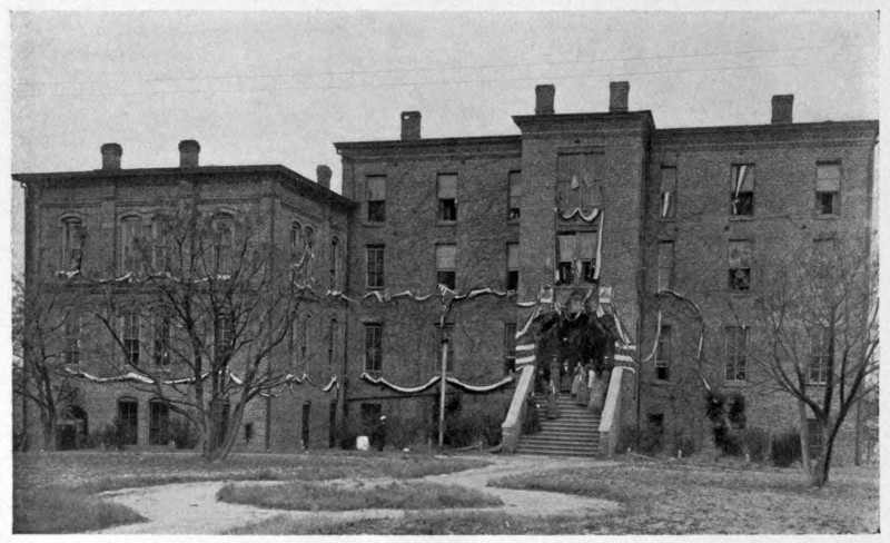 Alabama Hall. One of the first buildings erected by the students.