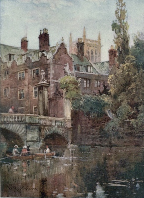 OLD GATEWAY AND BRIDGE

These buildings form part of St. John’s College, and look on to the
river. The Tower of the College Chapel is seen in the background.