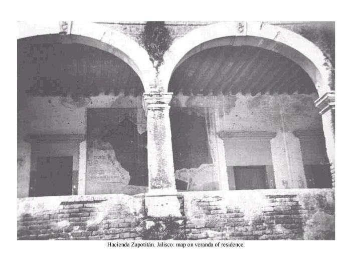 Hacienda Zapotitn, Jalisco: map on veranda of residence.