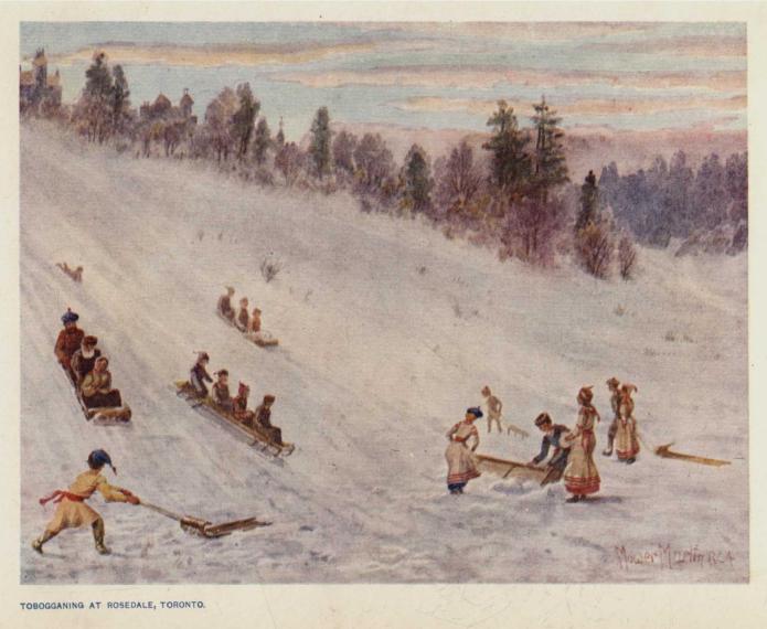 TOBOGGANING AT ROSEDALE, TORONTO.