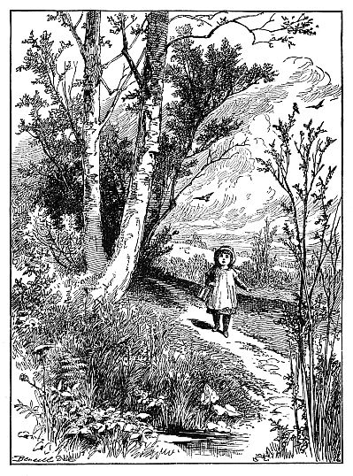 girl walking in woods