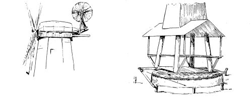 Usual tail beam on post mills and hybrid mills.