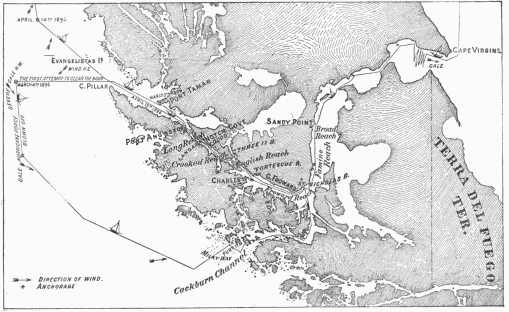 The course of the Spray through the Strait of
Magellan.