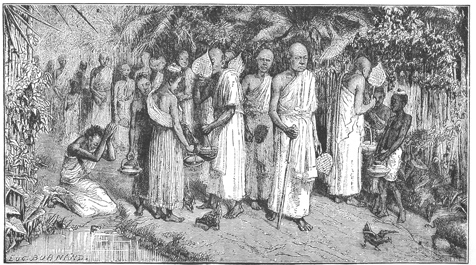 PRIESTS GATHERING FOOD.