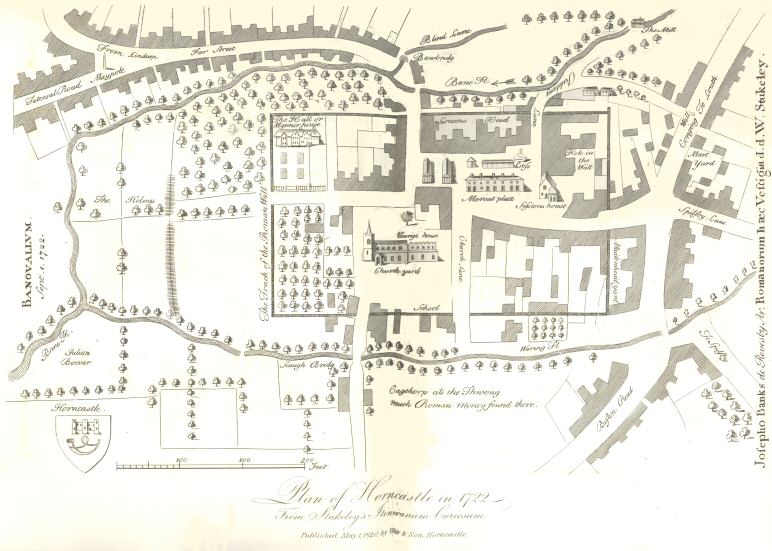 Plan of Horncastle in 1722, from “Stukeley’s
Itinerarium”