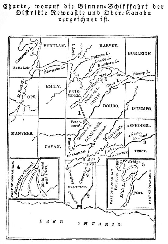 Charte, worauf die Binnen-Schifffahrt der
Distrikte Newcastle und Ober-Canada verzeichnet ist.