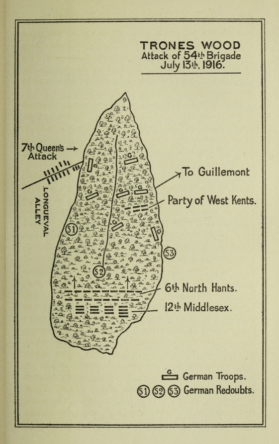 TRONES WOOD Attack of 54th Brigade July 13th, 1916.
