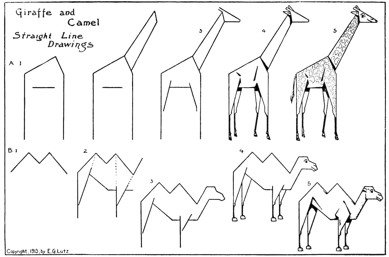 Giraffe and Camel Straight Line Drawings