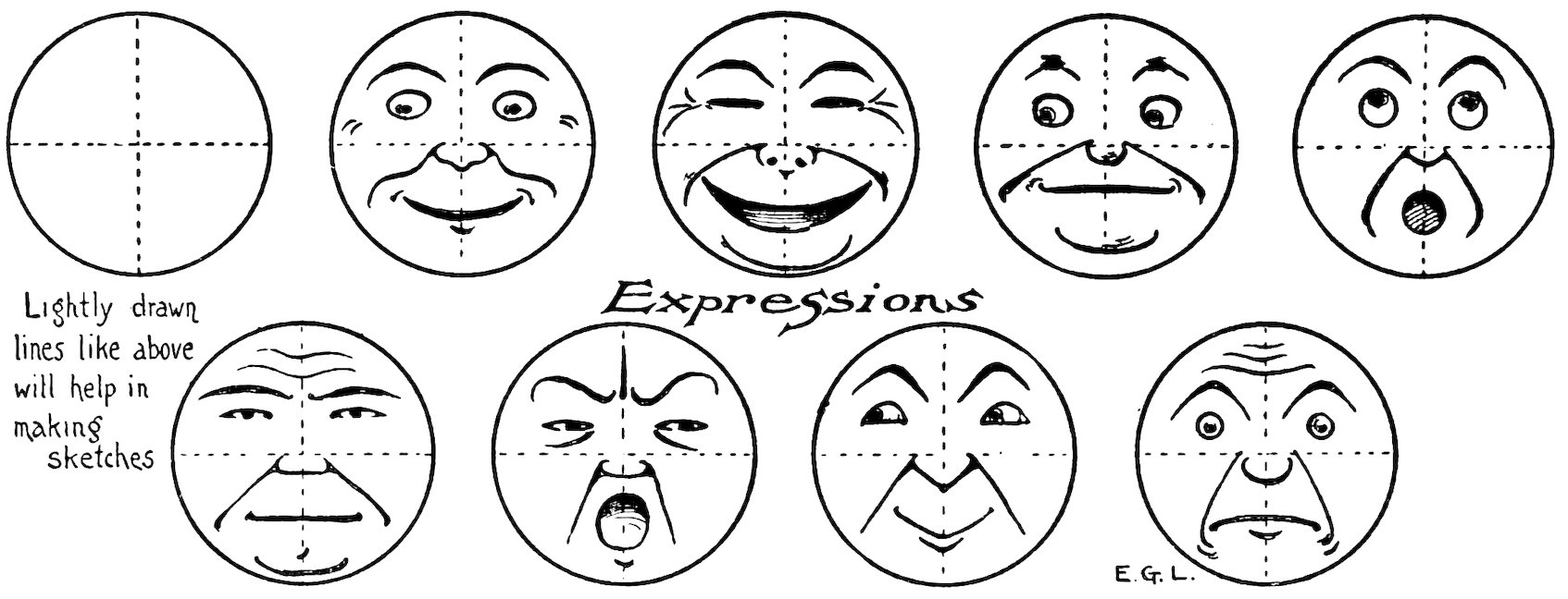 Expressions Lightly drawn lines like above will help in making sketches