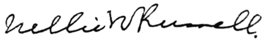 Signature of Nellie N. Russell.