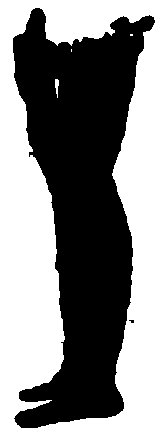A high-contrast black silhouette of a person