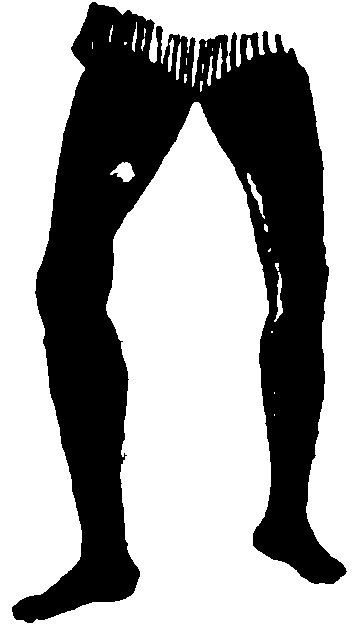 A high-contrast black silhouette showing a pair of legs standing slightly apart.