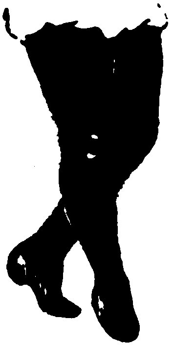 A high-contrast black silhouette of a pair of legs.