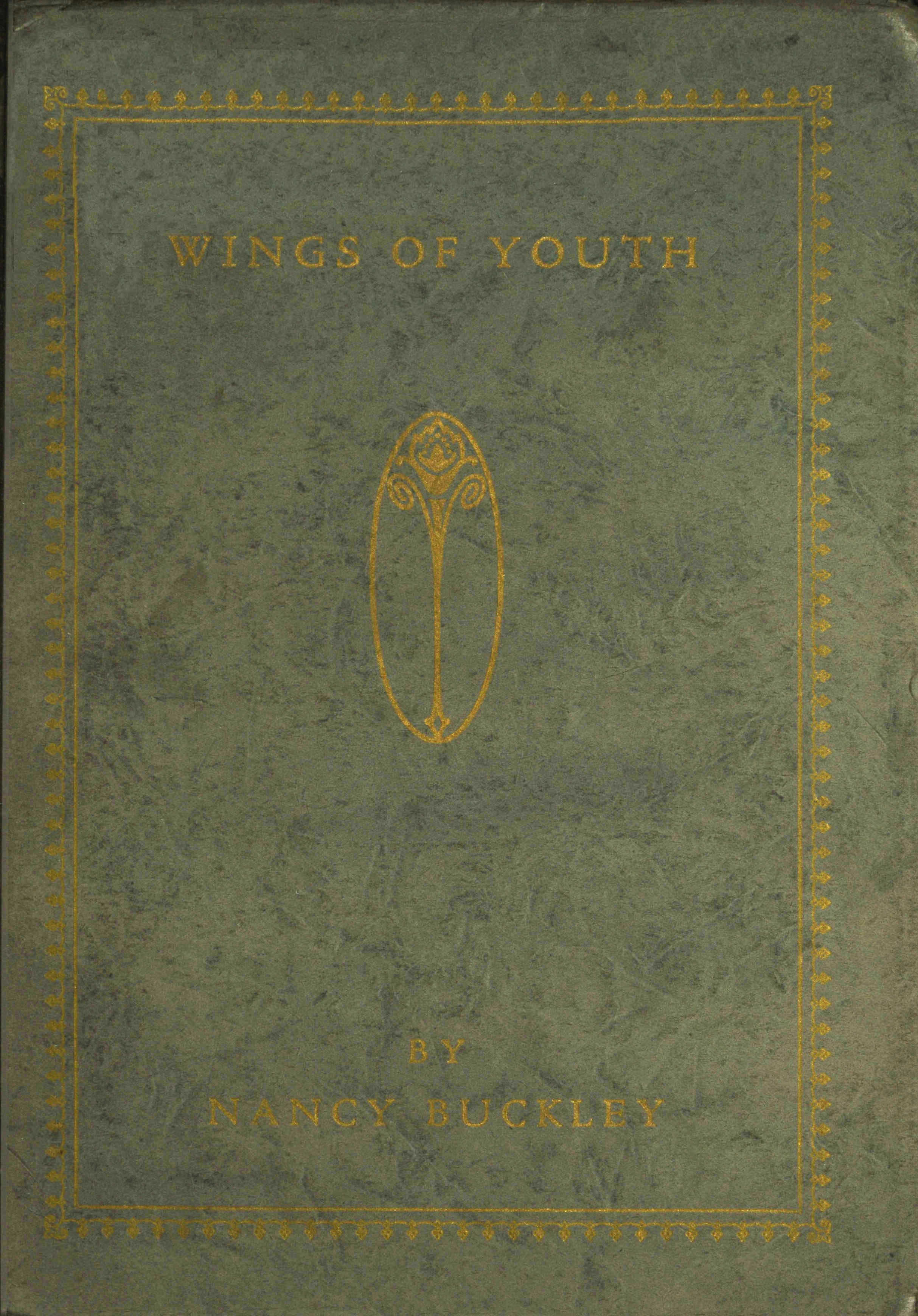 Original book cover has grey-green background with title, author and colophon in gold