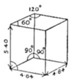 A labeled
diagram of a parallelepiped 3D shape with angle measurements (120°,
60°, 90°) at the top and dimensions (5.40 and 4.84) marking the edge
lengths.
