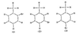 Three
chemical structural diagrams (labeled with subscripts, likely 1, 2, 3)
showing benzene ring derivatives with substituent groups at different
ring positions — illustrating isomers of a disubstituted benzene
compound.