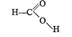 A chemical
structural diagram showing a carbon (C) atom double-bonded to an
oxygen (O) atom and single-bonded to a hydroxyl (O-H) group, with an
additional hydrogen (H) attached to the carbon — representing formic
acid (HCOOH), the simplest carboxylic acid.