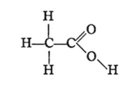 A chemical
structural diagram showing a methyl group (CH₃) bonded to a carbon that
is double-bonded to an oxygen (O) and single-bonded to a hydroxyl (O-H)
group — representing acetic acid (CH₃COOH).