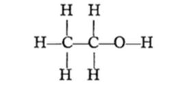 A chemical
structural diagram showing two carbon (C) atoms bonded together, each
with two hydrogen (H) atoms attached, and a hydroxyl (O-H) group
attached to the second carbon — representing ethanol (C₂H₅OH).