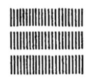 Three rows
of evenly spaced vertical black bars, resembling a diffraction grating
lines.