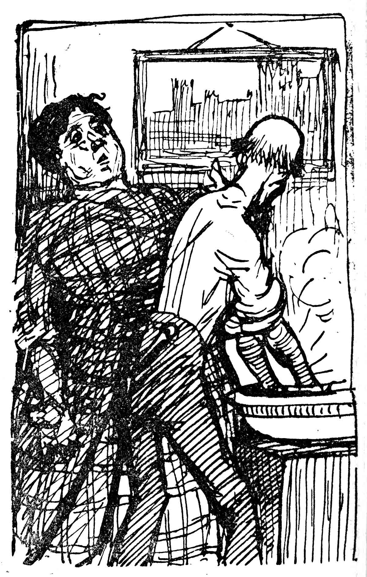 A man with his hands in a washbasin and a woman standing over his shoulder.
