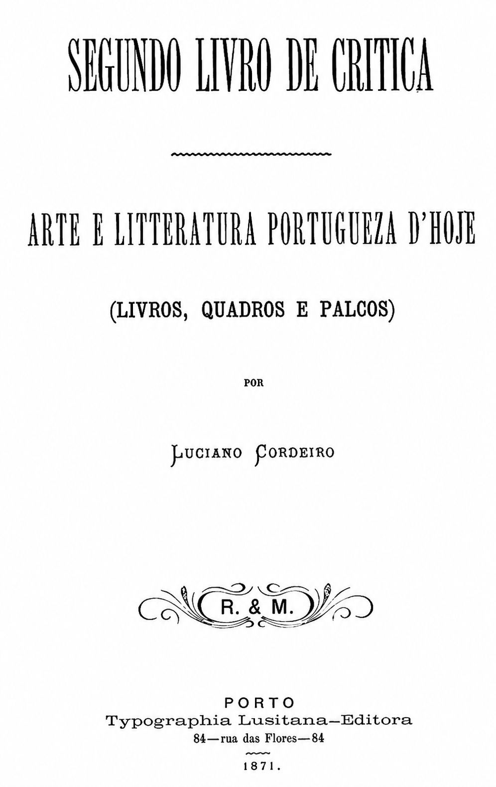 Página de
título do livro Segundo Livro de Critica